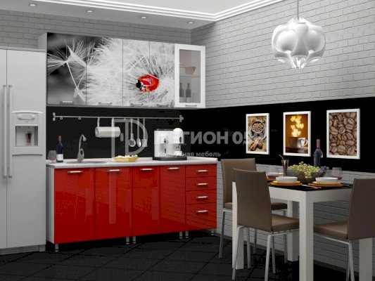 Кухня со стеклостворкой и фотопечатью Одуванчик (Регион 058)